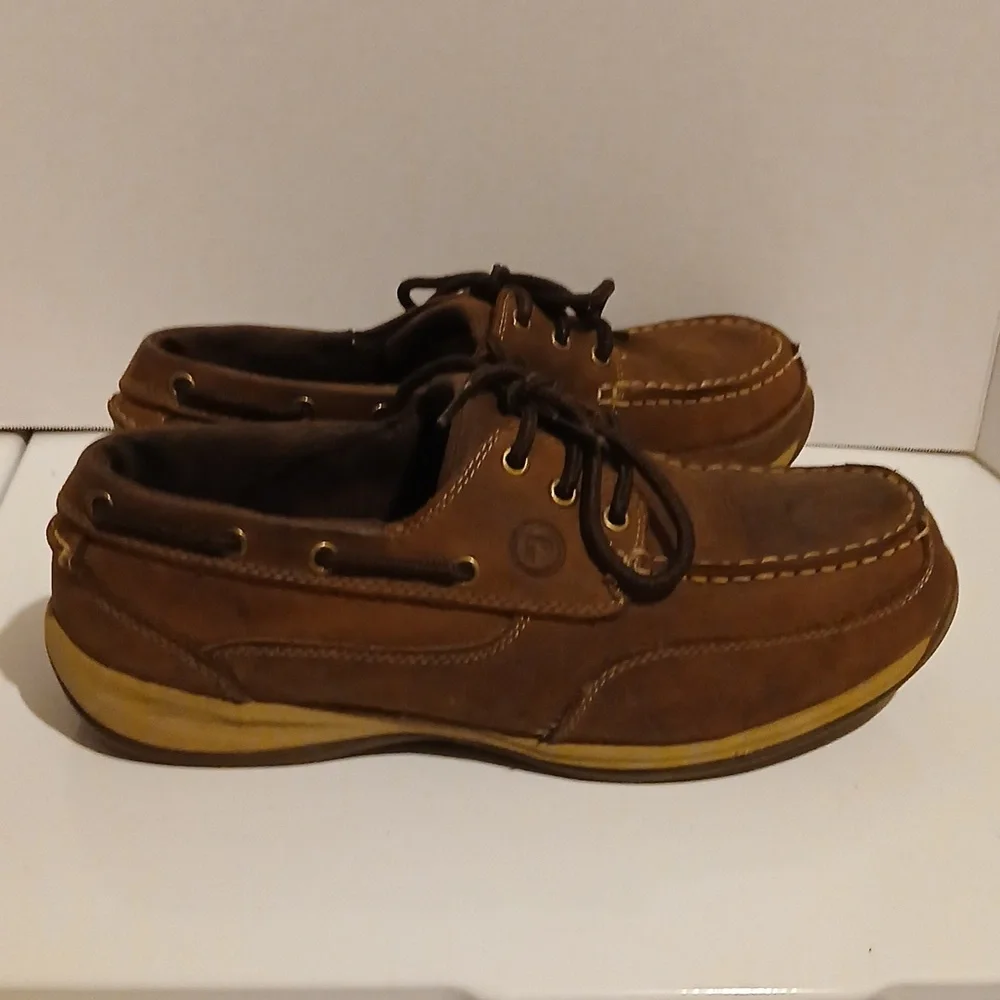 Rockport Works Steel Toe Brown Leather Men's Boat Shoes 10.5W